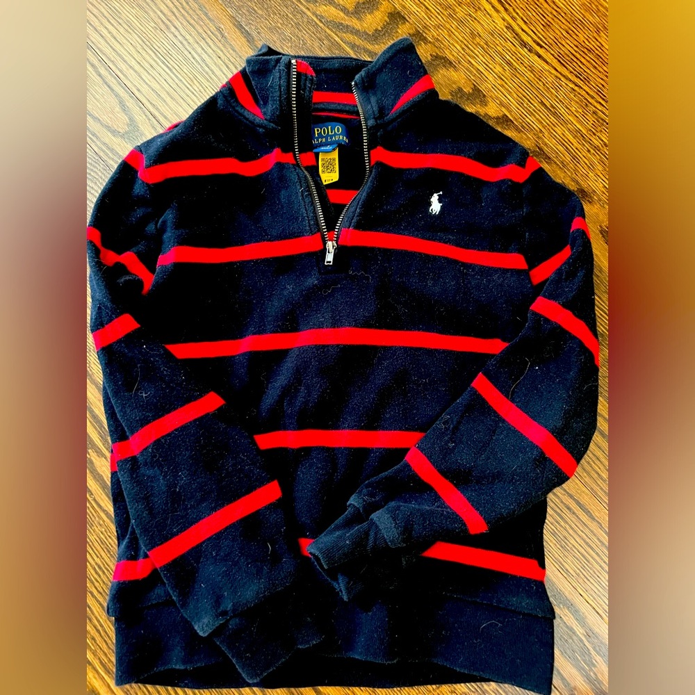 Ralph Lauren red striped zip up